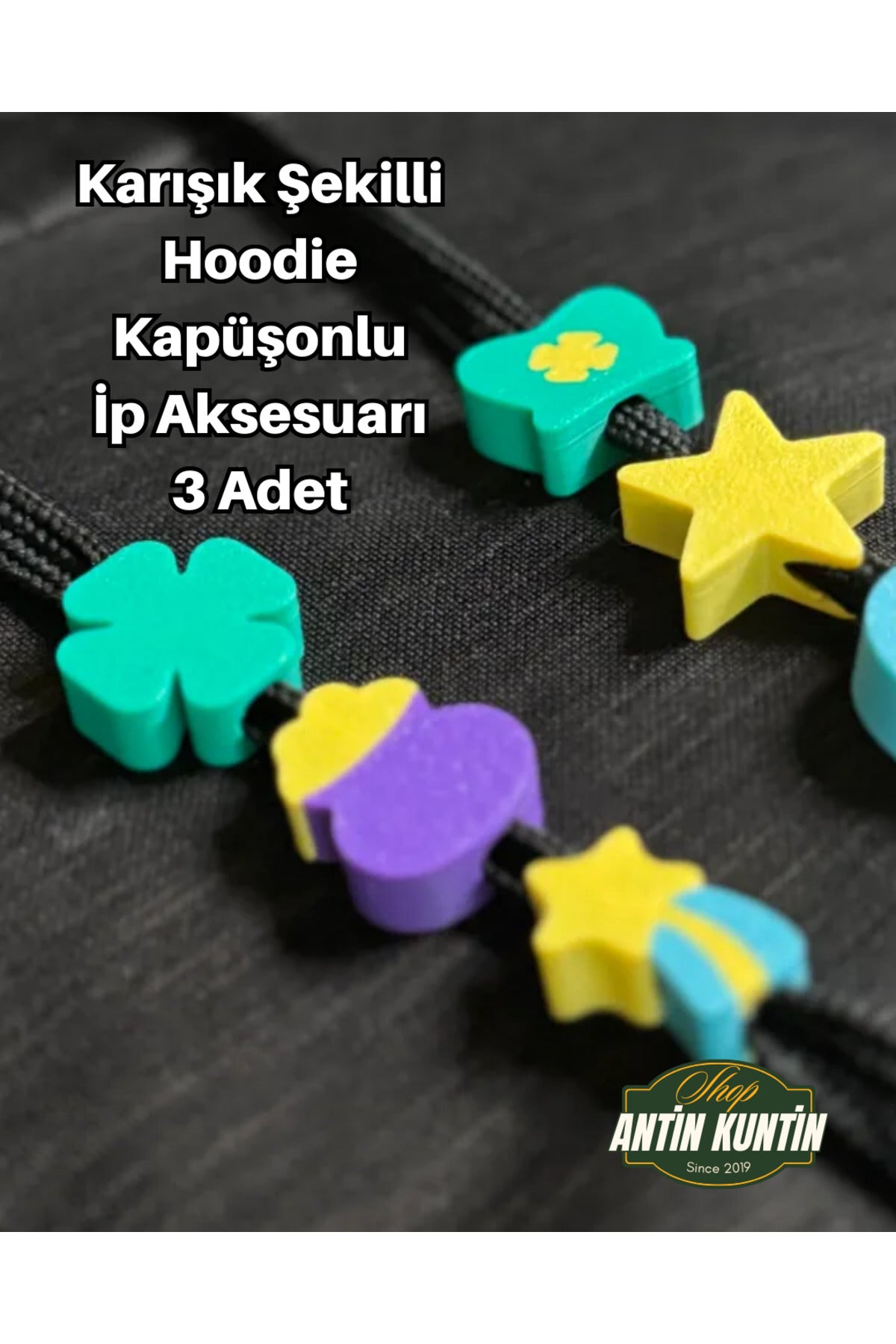 Karışık Şekilli Hoodie Kapüşonlu İp Aksesuarı 3 Adet