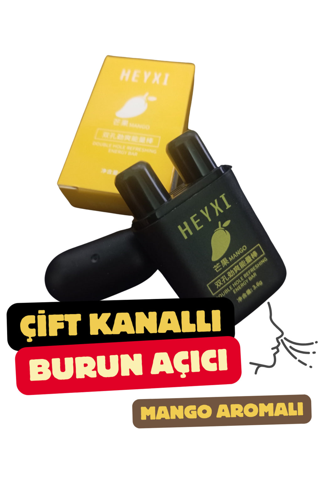 Çift Kanallı Burun Açıcı Ferah Nefes Enerji Mango Aromalı
