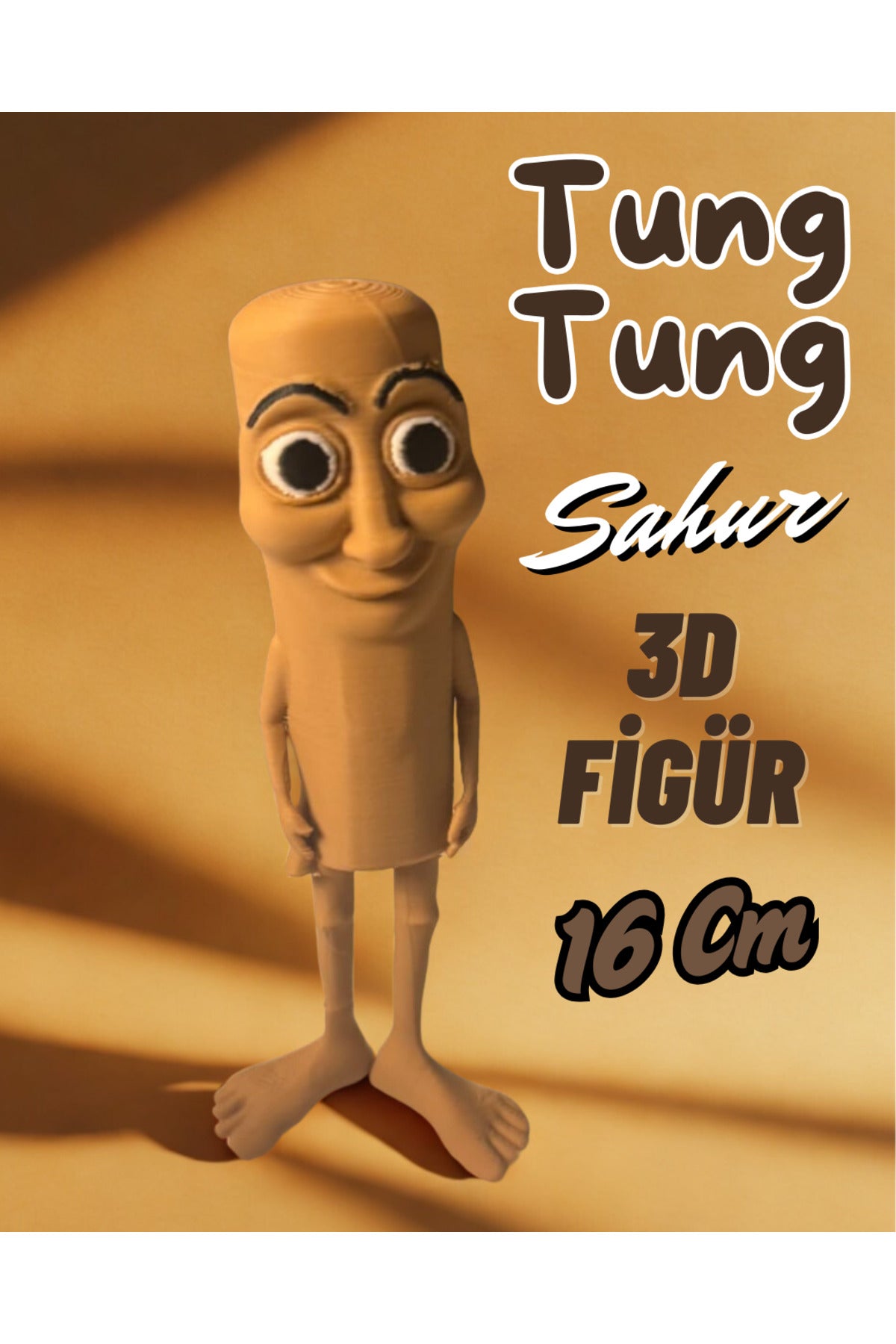 Tung Tung Sahur 16 Cm Brainrot Figür 3D Karakter Hediyelik