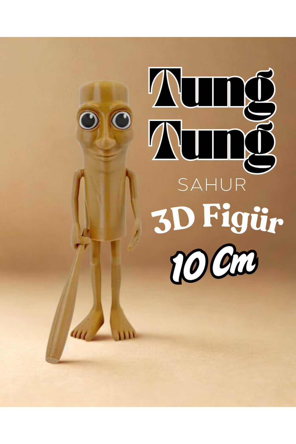 Tung Tung Sahur Brainrot Figür 3D Karakter Tasarım 10 CM