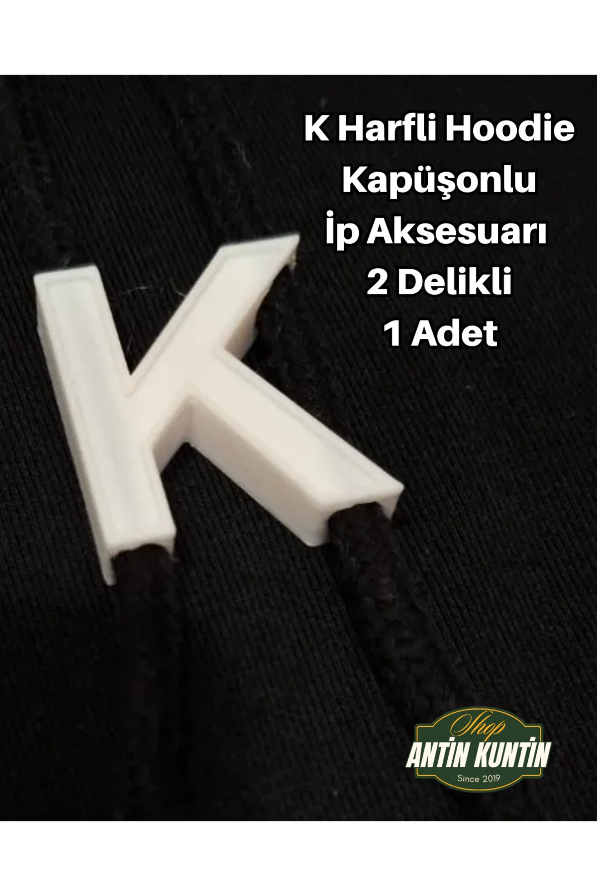 K Harfli Hoodie Kapüşonlu İp Aksesuarı 2 Delikli 1 Adet