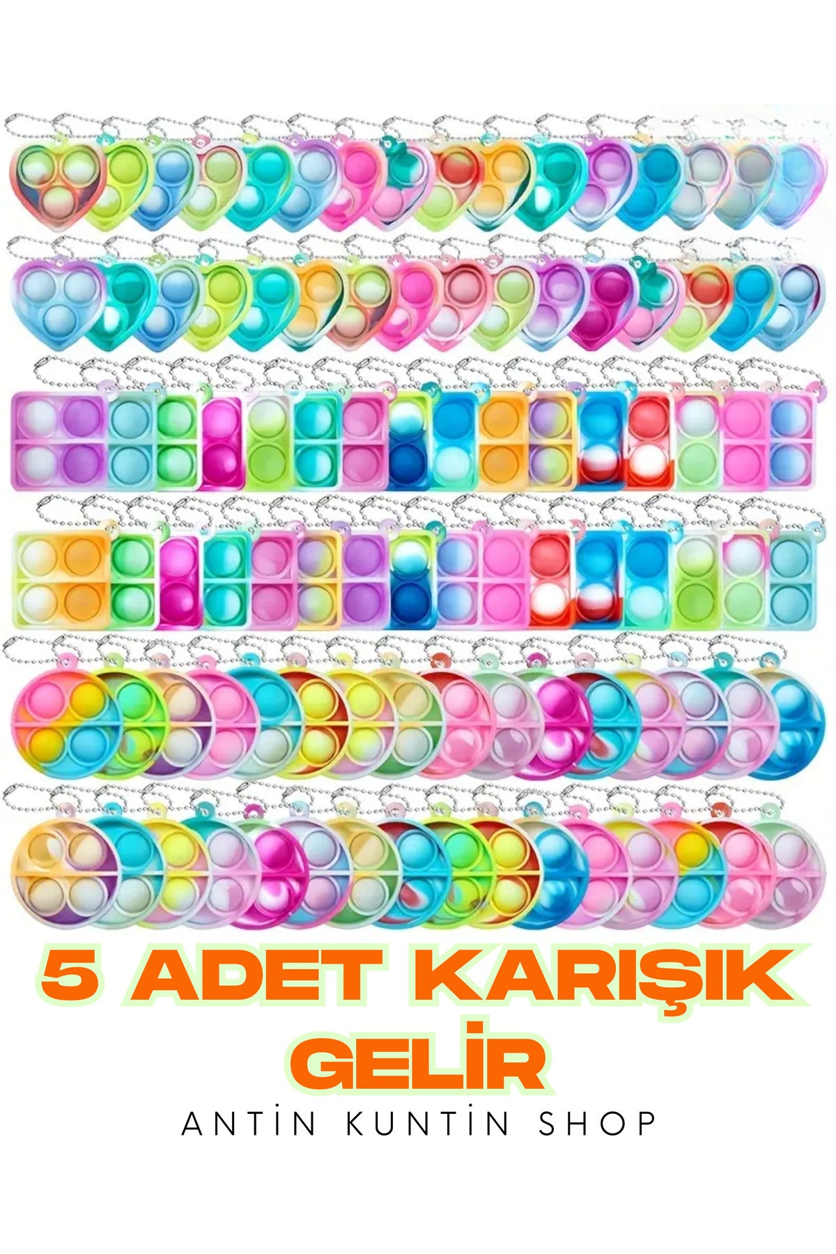 5 Adet Popit Anahtarlık Hediyelik Karışık Renkli Pop-it Karışık Gönderilir - 2