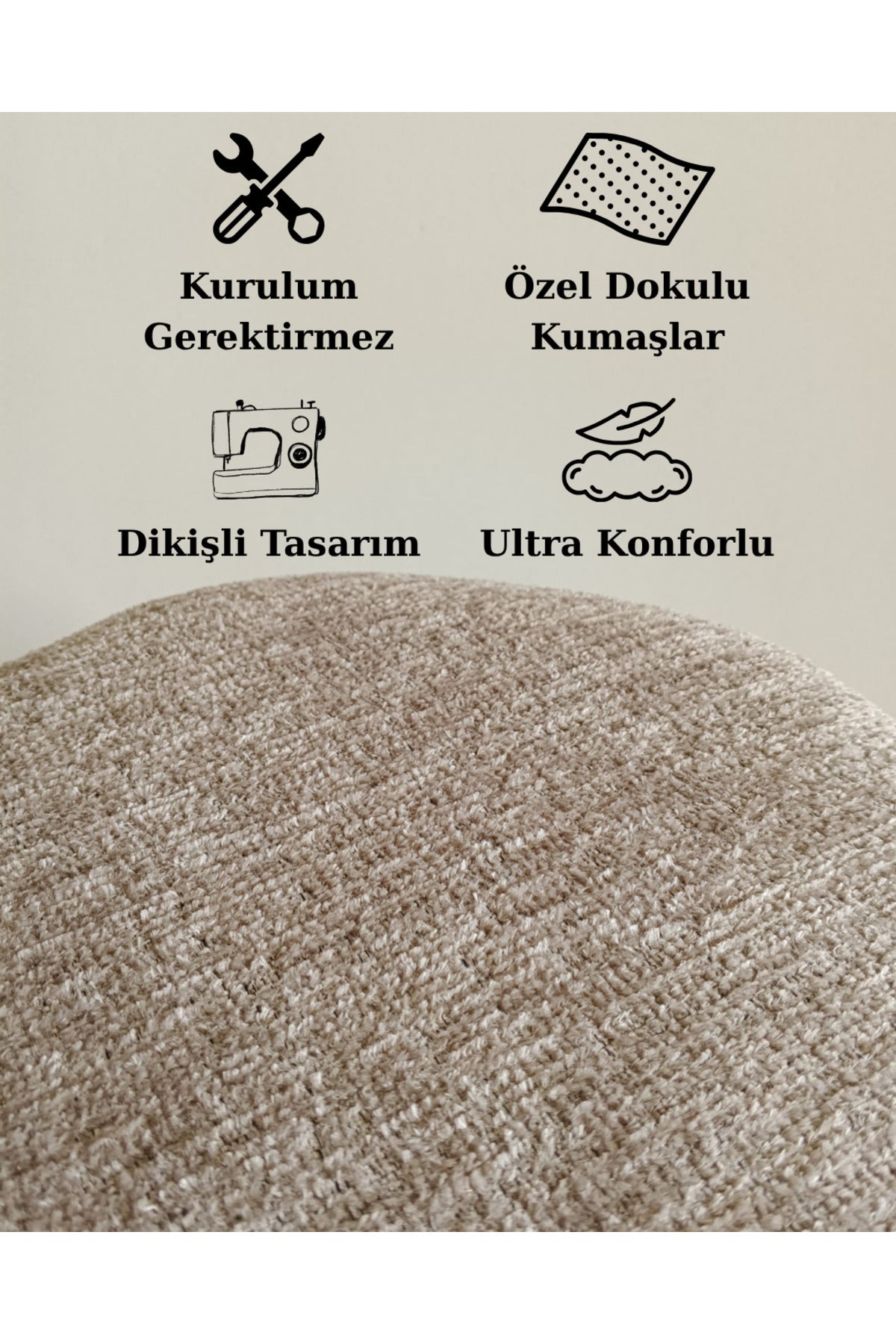 Mina Puf Tabure El İşçiliği Gold Alt Kasalı Makyaj Pufu Puf Sandalye Ayak Uzatma Pufu - 2