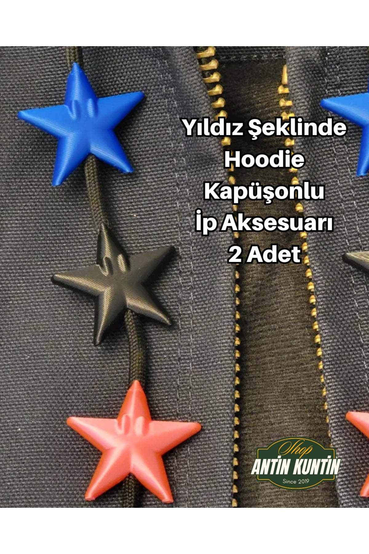 Yıldız Şeklinde Hoodie Kapüşonlu İp Aksesuarı 2 Adet