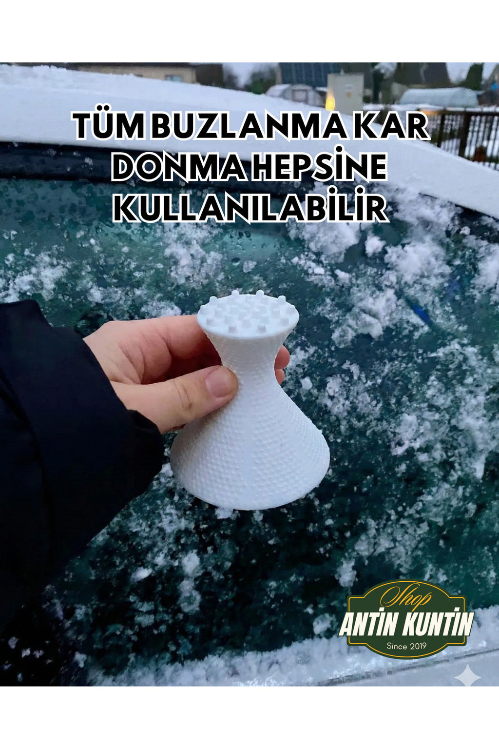 Oto Araç Araba Buz Kar Kazıyıcı Ele Oturan Tam Boyut Tüm Buzlanma Ve Dona Karşı Kullanılabilir - 2