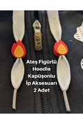 Ateş Figürlü Hoodie Kapüşonlu İp Aksesuarı 2 Adet