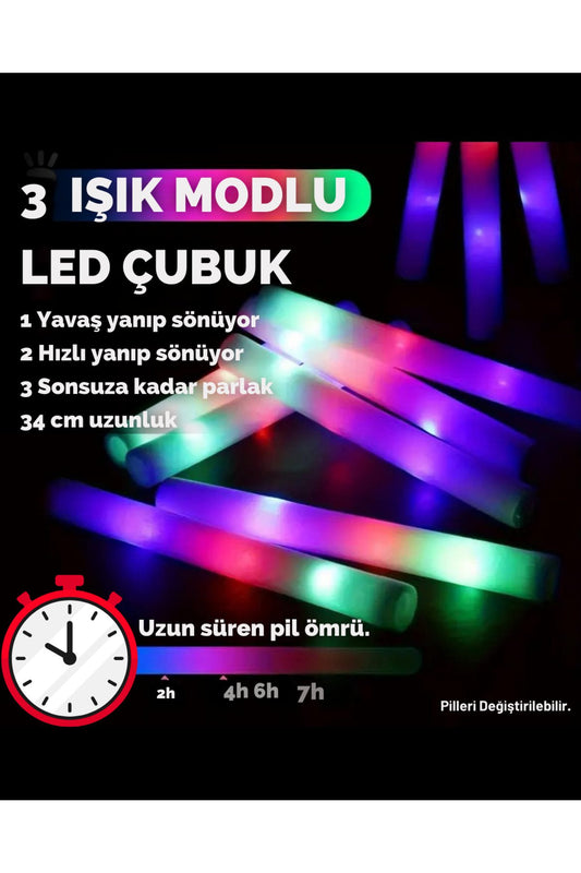 Üç Modlu LED Işık Çubuğu Köpük 1 Adet Parti Düğün Kına Kutlama Organizasyon Gösteri Festival Panayır