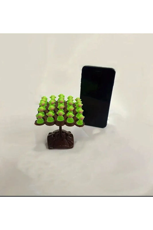 Sevimli Maymunlar Ağaç Denge Oyuncağı Yeşil Kahverengi Renkli Ailecek Oynanabilir