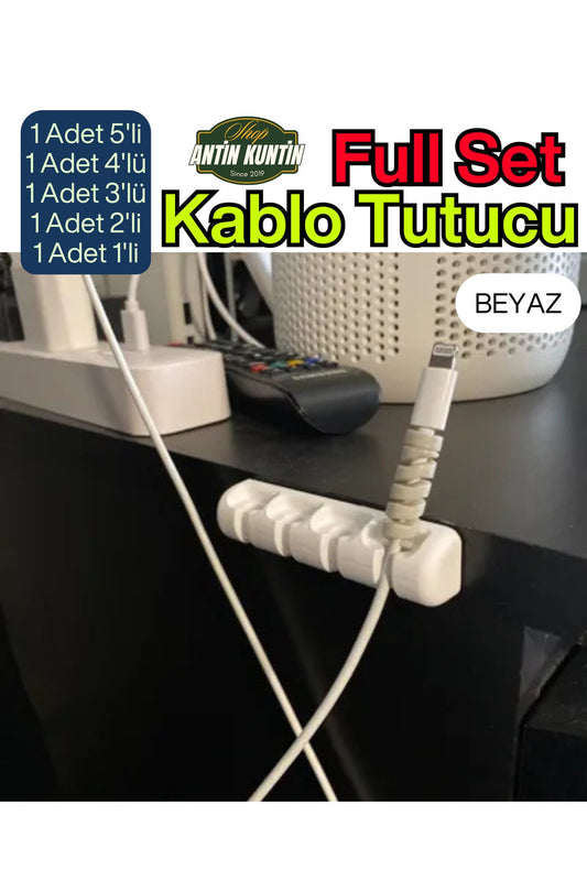 5'li Kablo Tutucu Set Beyaz Full Set 1 Adet 5'li 1 Adet 4'lü 1 Adet 3'lü 1 Adet 2'li 1 Adet 1'li
