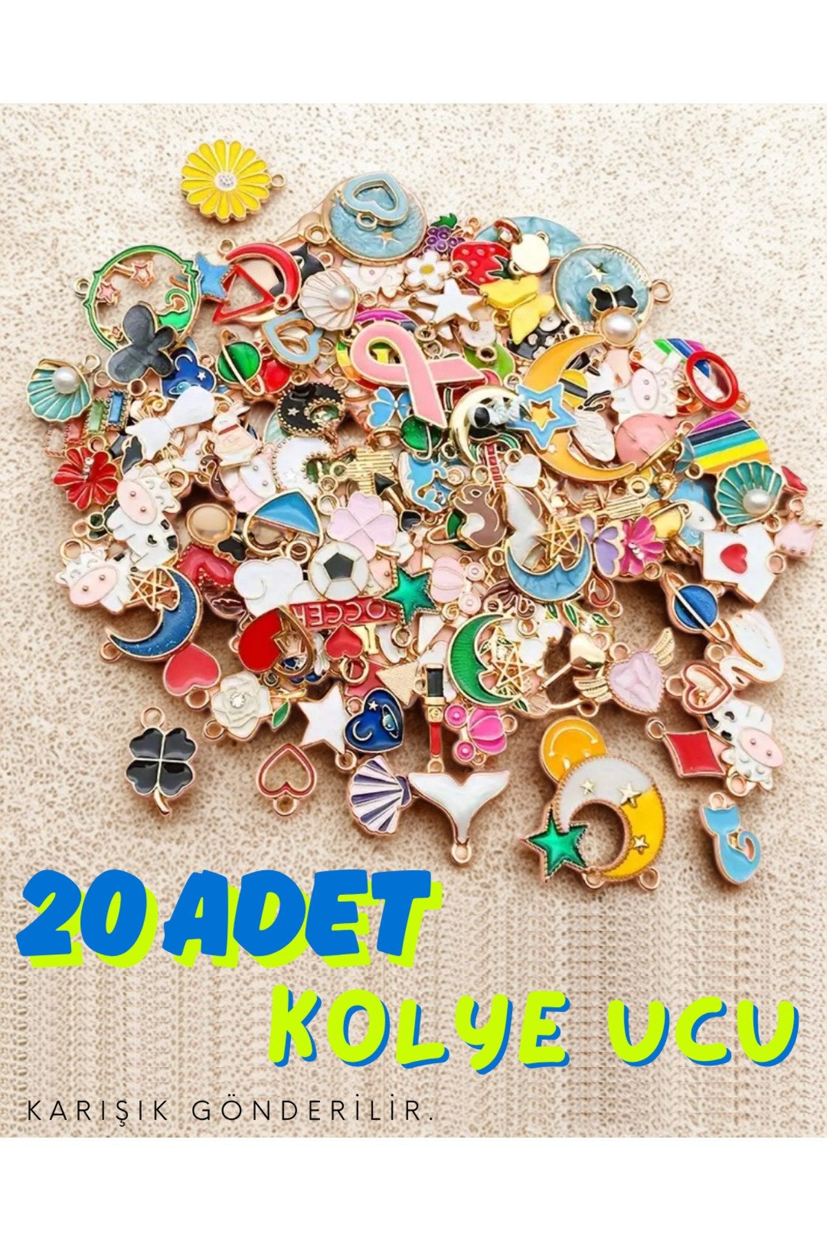 20 Adet Karışık Renkli Desenli Kolye Ucu Hediyelik