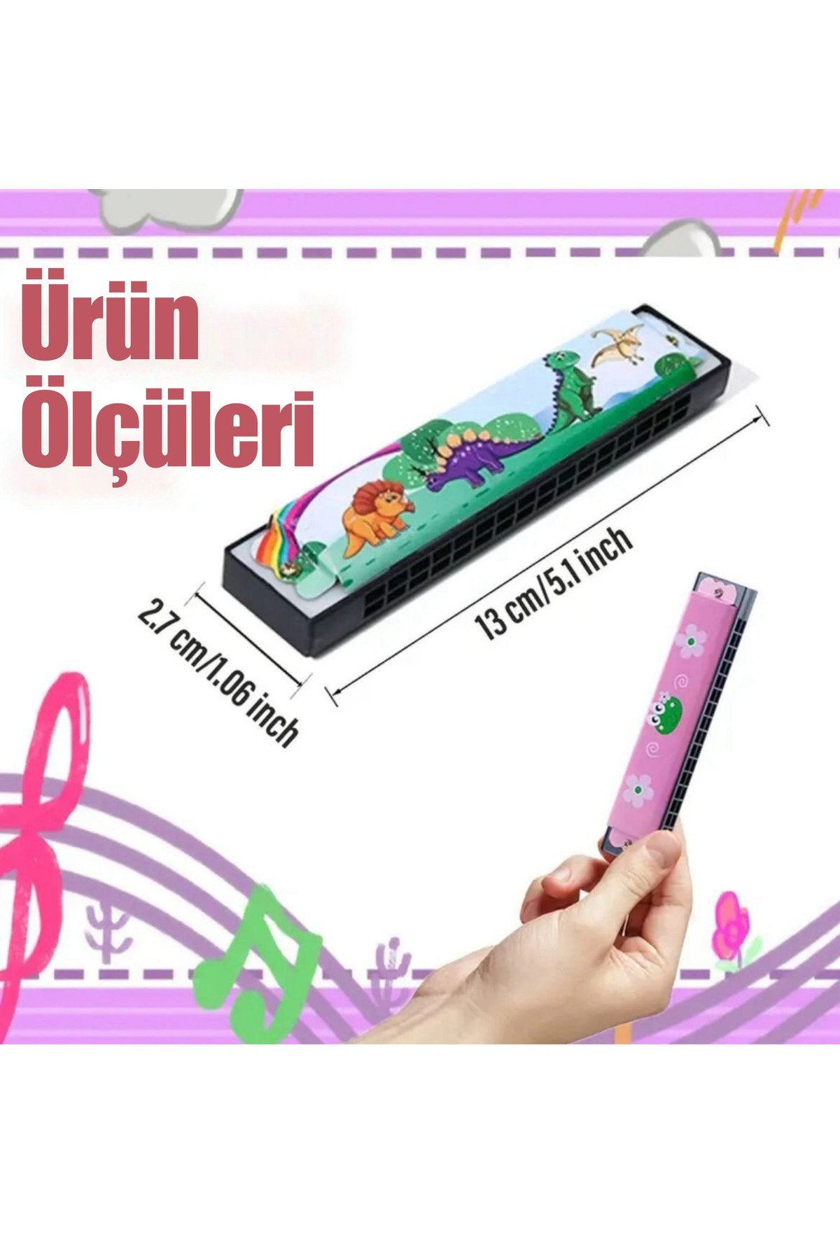 Armonika Resimli Renkli Mini Çalgı Oyuncak Hediyelik Eşya