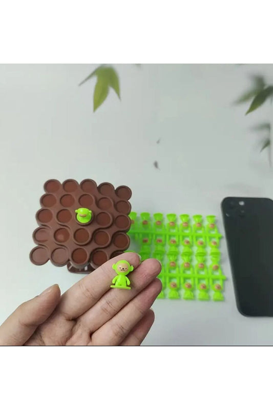 Sevimli Maymunlar Ağaç Denge Oyuncağı Yeşil Kahverengi Renkli Ailecek Oynanabilir