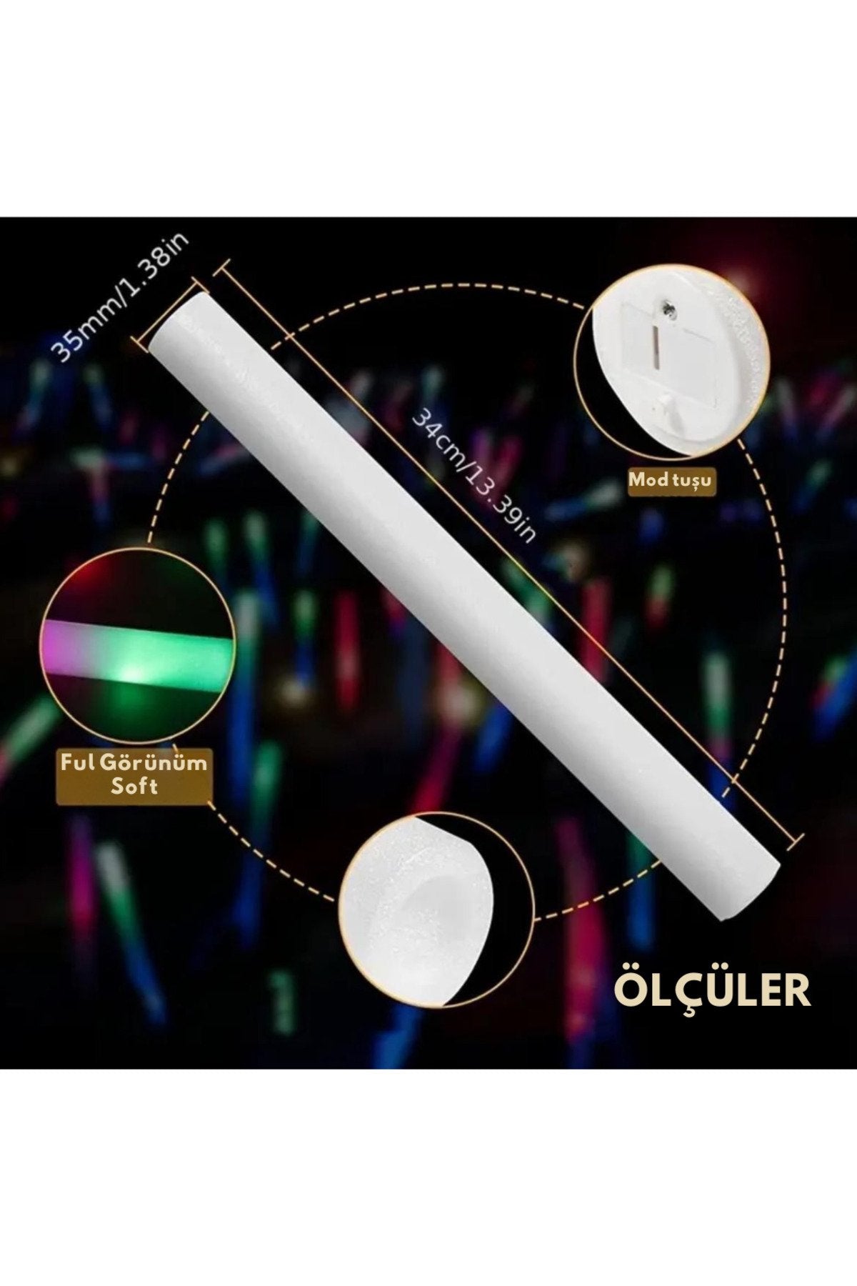 Üç Modlu LED Işık Çubuğu Köpük 1 Adet Parti Düğün Kına Kutlama Organizasyon Gösteri Festival Panayır