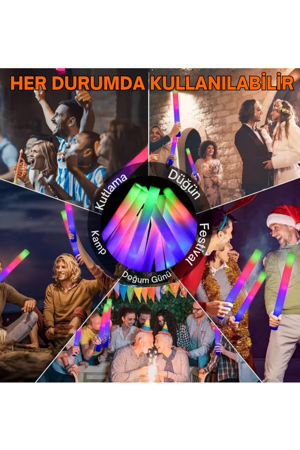 Üç Modlu LED Işık Çubuğu Köpük 1 Adet Parti Düğün Kına Kutlama Organizasyon Gösteri Festival Panayır