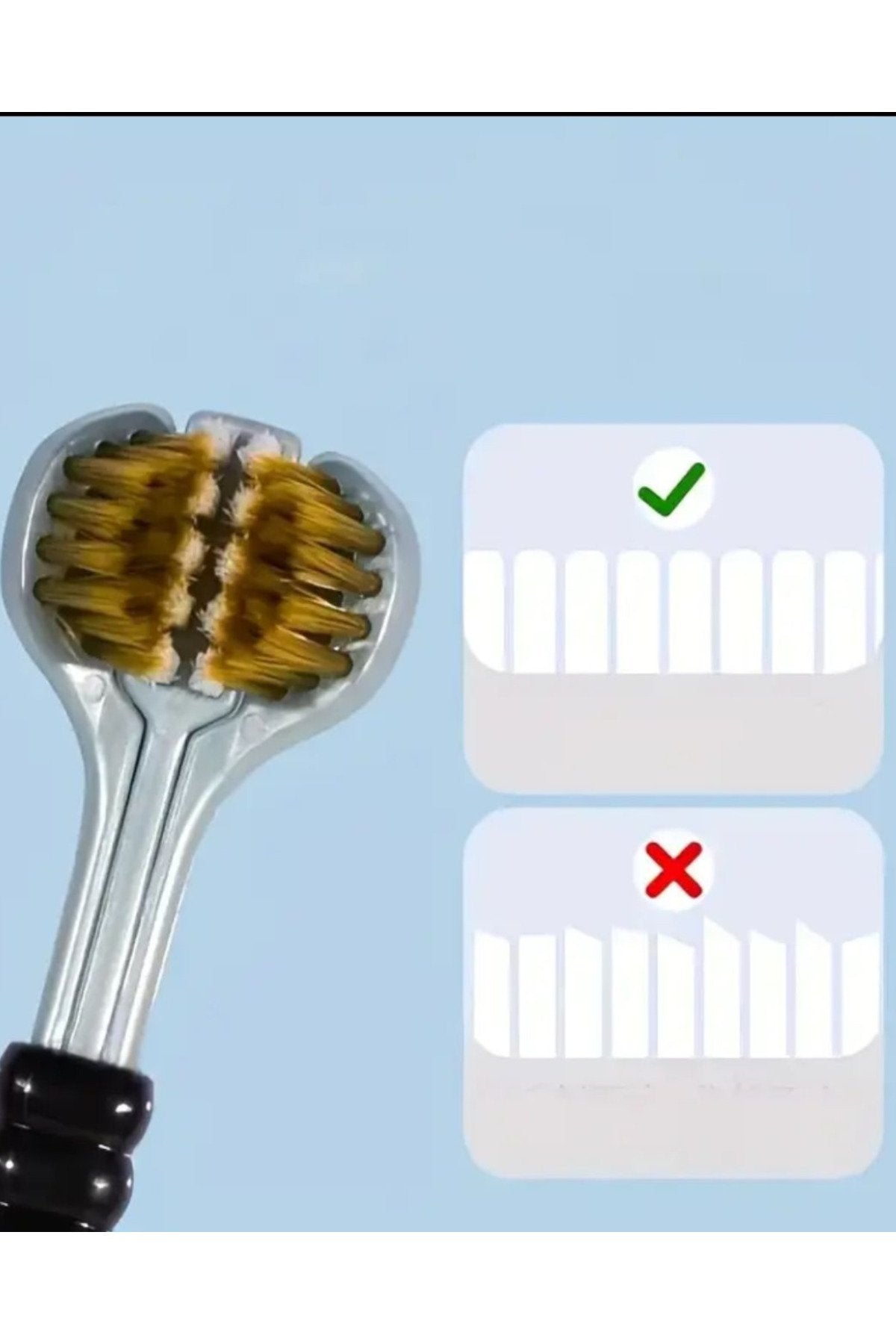 3 Taraflı Diş Fırçası Mor Renk 3 Boyutlu Yumuşak Uçlu Komple Temizlik Çok Yönlü Koruma